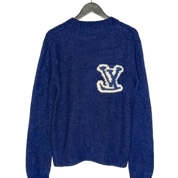 Louis Vuitton 2020 Blue Intersia LV Logo Sweater - Picture 5 of 8